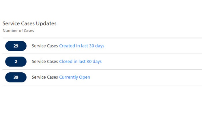 Service Case Updates section