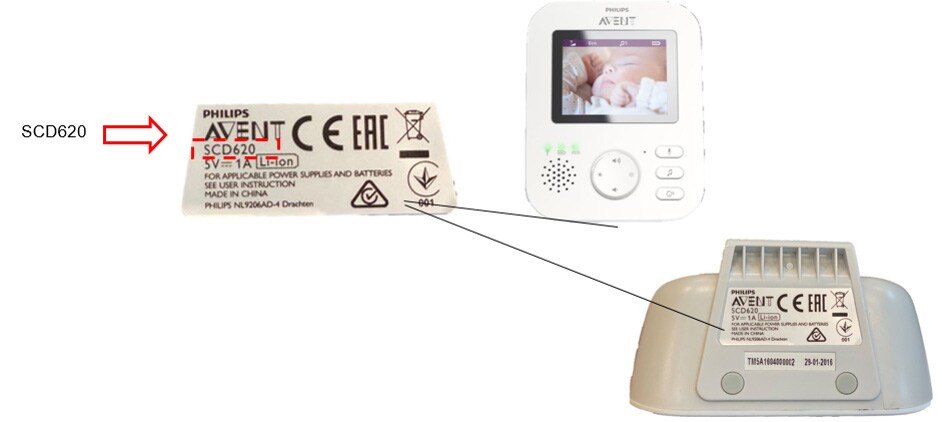 Broj tipa proizvoda Philips Avent video monitora za bebe SCD620